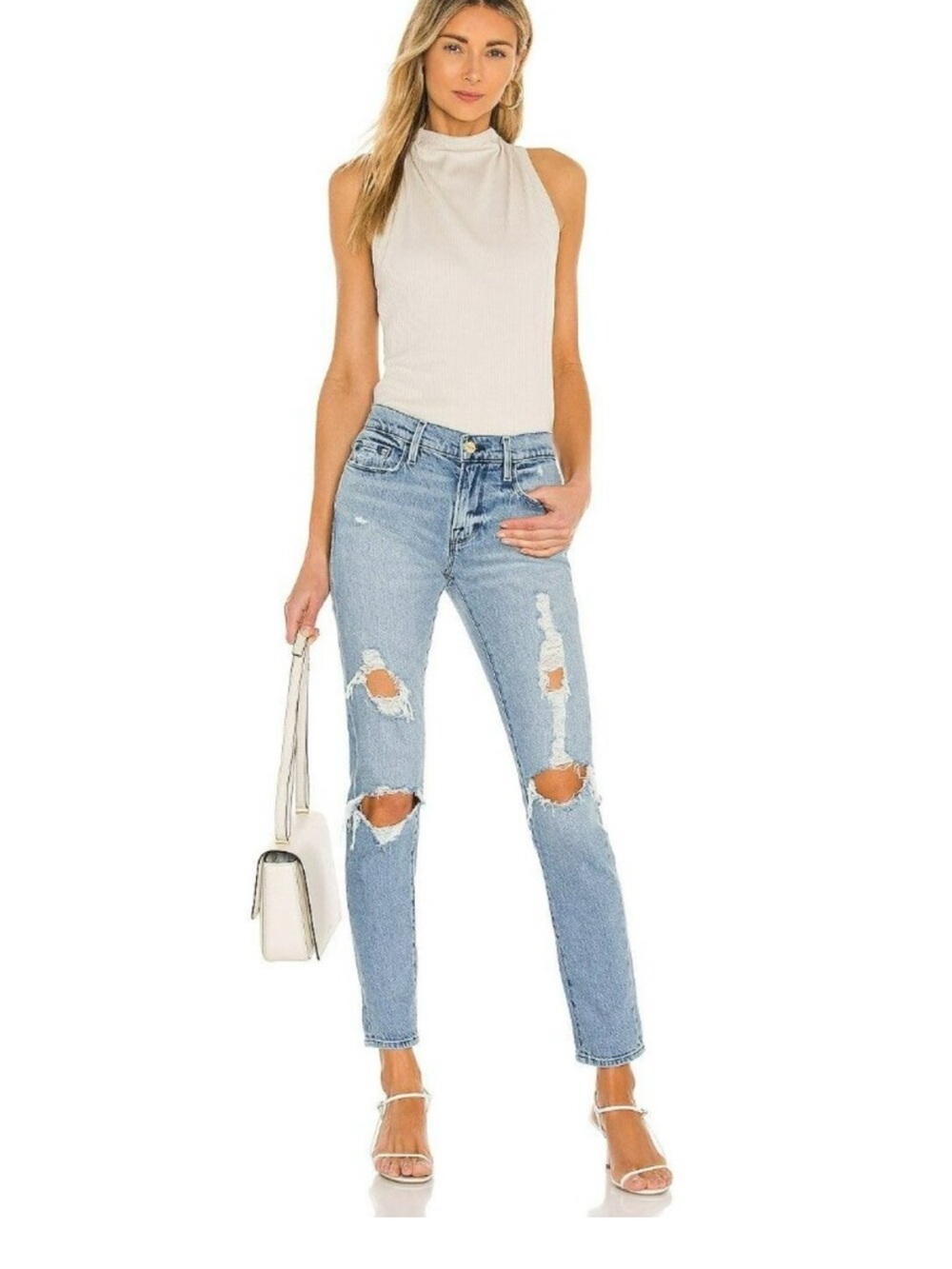 Frame Denim Le Garçon Distressed Skinny Jeans